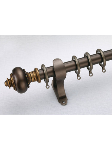 QYR08 28mm Grattai Crystal Ball Finial Aluminum Alloy Single Double Curtain rod set(Color: Bronze)