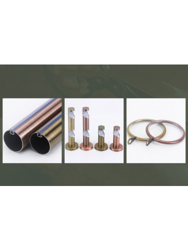 QYR10 28mm diameter Hayward Green Bronze Steel Curtain Rod Set With Ball And Square Finial