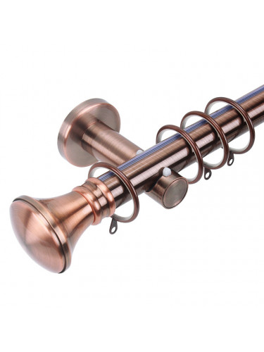 QYR09 28mm diameter Hayward Red Bronze Steel Curtain Rod Set With Ball And Square Finial (Color: Red Bronze Speaker Finial)