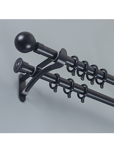 Bluff Knoll 100 Luxury White Black Ball Column Finial Aluminum Alloy Single Double 28mm Curtain rod set