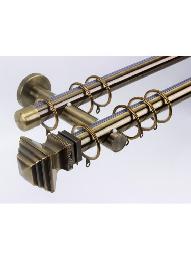 QYR10 28mm diameter Hayward Green Bronze Steel Curtain Rod Set With Ball And Square Finial