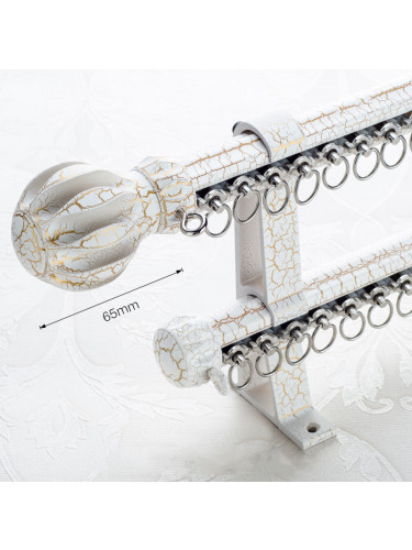 QYR11 Keira White Crack Champagne Aluminum Alloy Curtain Rod Set With Rollers and Rings