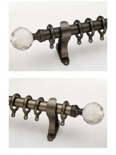 QYR12 32mm Meharry Crystal Ball Finial Aluminum Alloy Single Double Curtain rod set