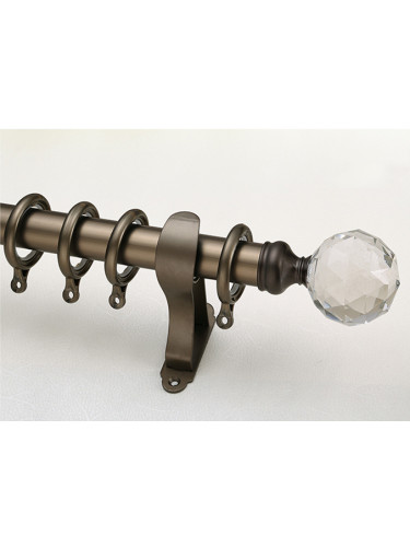 QYR12 32mm Meharry Crystal Ball Finial Aluminum Alloy Single Double Curtain rod set(Color: Champagne)