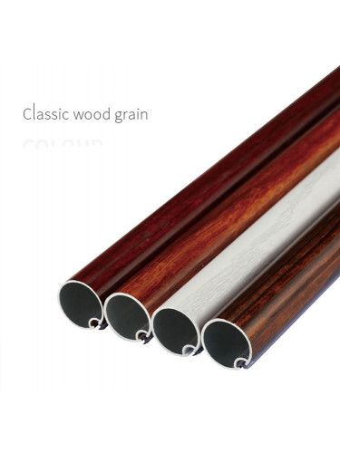 QYR15 Tate 28mm Diameter Aluminum Alloy Wood Grain Single Double Curtain rod set