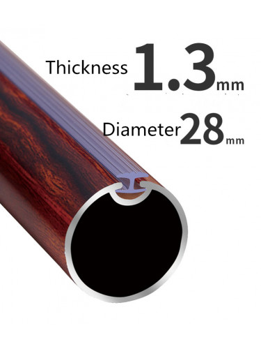 QYR15 Tate 28mm Diameter Aluminum Alloy Wood Grain Single Double Curtain rod set