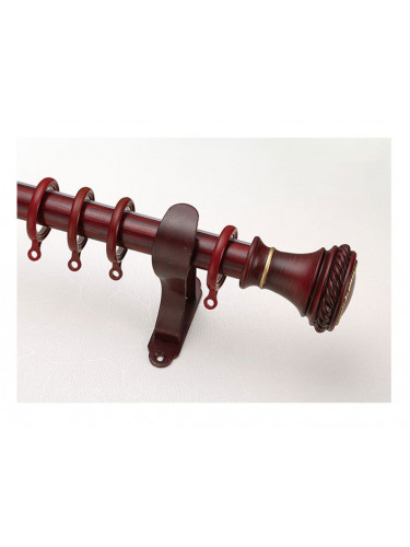 QYR15 Tate 28mm Diameter Aluminum Alloy Wood Grain Single Double Curtain rod set(Color: Red wood)