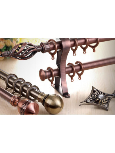 QYR16 28mm diameter Watagan Bronze Nickel Steel Curtain Rod Set Custom Made Length And Finial