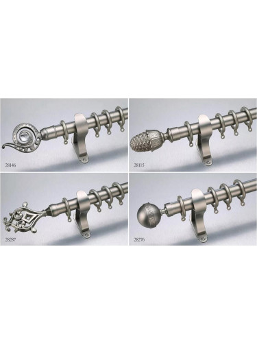 QYR16 28mm diameter Watagan Bronze Nickel Steel Curtain Rod Set Custom Made Length And Finial(Color: Nickel silver)