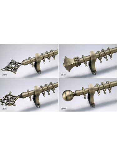 QYR16 28mm diameter Watagan Bronze Nickel Steel Curtain Rod Set Custom Made Length And Finial