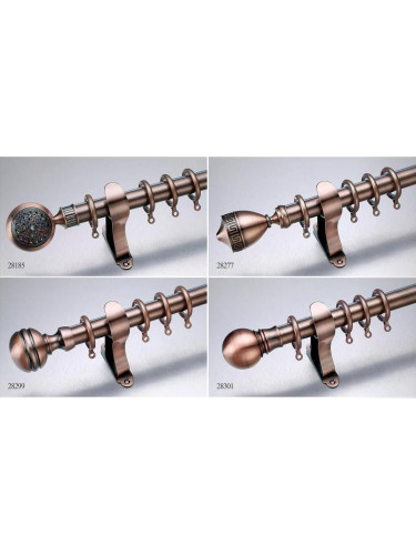 QYR16 28mm diameter Watagan Bronze Nickel Steel Curtain Rod Set Custom Made Length And Finial