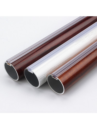 QYR18 Royal 28mm Diameter Aluminum Alloy Wood Grain Single Double Curtain rod set