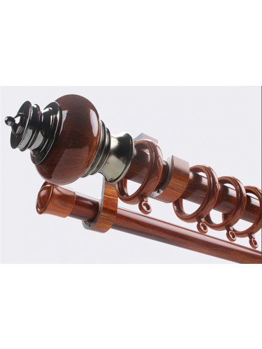 QYR18 Royal 28mm Diameter Aluminum Alloy Wood Grain Single Double Curtain rod set