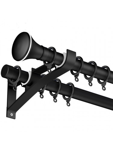 QYR24 28mm diameter White Black Wall Mount Thick Single/Double Curtain Rod Set