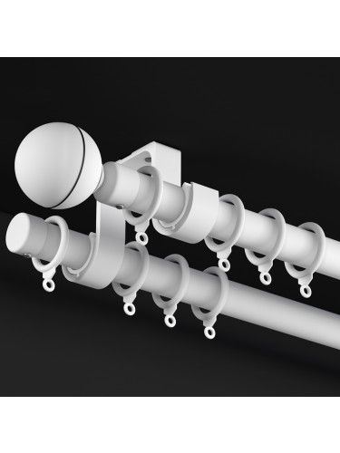 QYR25 28mm diameter White Black Ceiling Mount Thick Single/Double Curtain Rod Set