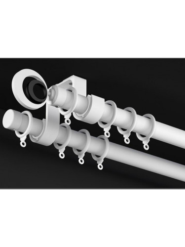 QYR25 28mm diameter White Black Ceiling Mount Thick Single/Double Curtain Rod Set