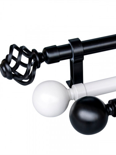 QYR29 28mm White Black Spiral Ball Finial Aluminum Alloy Thick Single Double Curtain rod sets