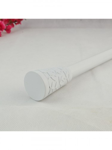 19mm Floral Cork Finial Steel Double Curtain Rod Set Custom Length Curtain Pole White Floral Cork Finial