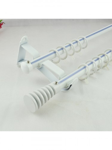 19mm Hollow Cork Finial Steel Double Curtain Rod Set Custom Length Curtain Pole in White Color