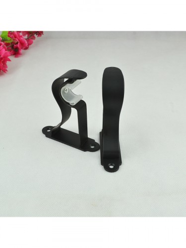 19mm Floral Cork Finial Steel Single Curtain Rod Set Custom Length Curtain Pole Black Single Bracket