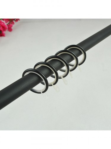 19mm Floral Cork Finial Steel Double Curtain Rod Set Custom Length Curtain Pole Black Rings