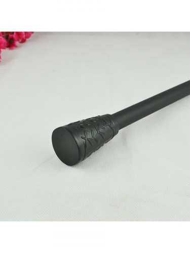 19mm Floral Cork Finial Steel Single Curtain Rod Set Custom Length Curtain Pole Black Floral Cork Finial