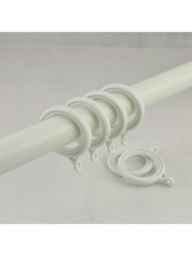 28mm Square Finial Steel Single Curtain Rod Set Custom Length Curtain Pole White Rings