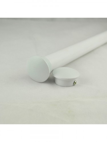 28mm Square Finial Steel Double Curtain Rod Set Custom Length Curtain Pole White End Caps
