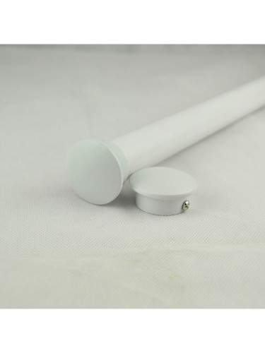 28mm Ball Finial Steel Double Curtain Rod Set Custom Length Curtain Pole White End Caps