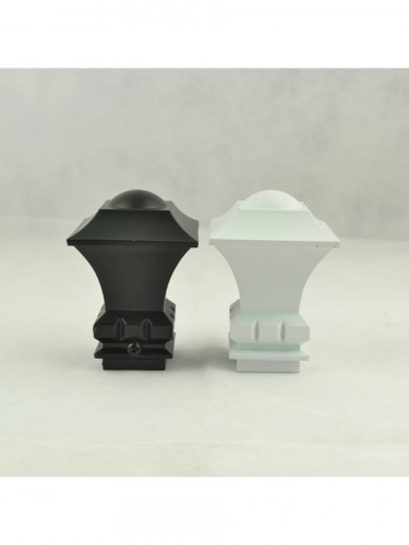 28mm Square Finial Steel Double Curtain Rod Set Custom Length Curtain Pole White Square Finial