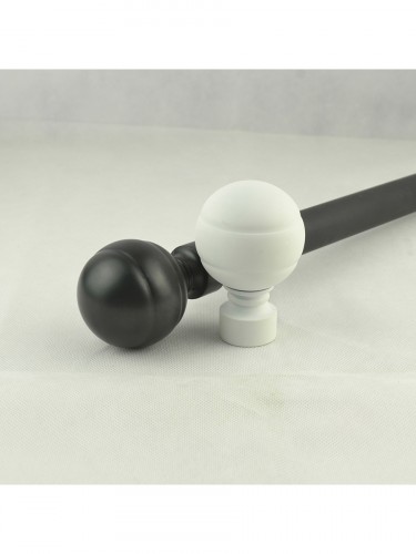 28mm Ball Finial Steel Single Curtain Rod Set Custom Length Curtain Pole White Ball Finial