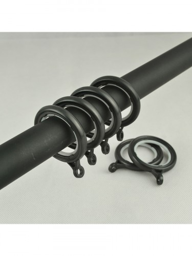 28mm Ball Finial Steel Single Curtain Rod Set Custom Length Curtain Pole Black Rings