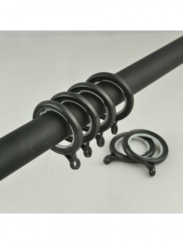 28mm Square Finial Steel Single Curtain Rod Set Custom Length Curtain Pole Black Rings