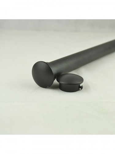 28mm Ball Finial Steel Double Curtain Rod Set Custom Length Curtain Pole Black End Caps