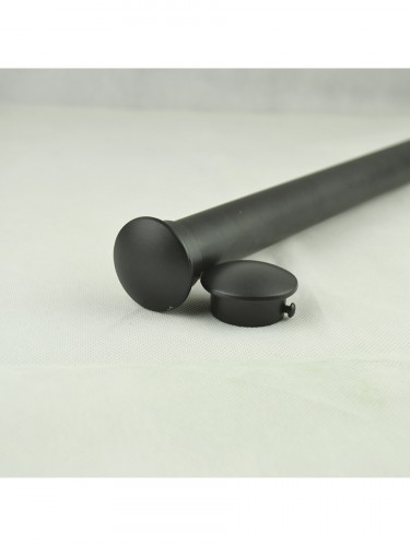 28mm Square Finial Steel Double Curtain Rod Set Custom Length Curtain Pole Black End Caps