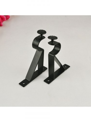 22mm Black Wrought Iron Single Curtain Rod Set With Tail
