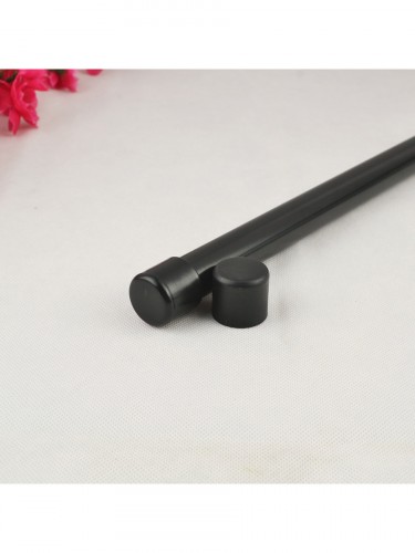22mm Black Wrought Iron Double Curtain Rod Set with Spiral Globe Finial Pole End Caps