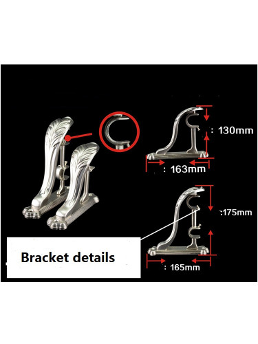 QYR3821 Silver Nickel Steel Curtain Rod Set 28mm diameter for front rod and 22mm for back rod