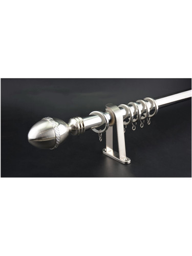 QYR3820 28mm Silver Nickel Steel Curtain Rod Sets For Living room(Color: Silver Nickel Finial A)