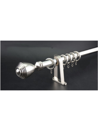 QYR3820 28mm Silver Nickel Steel Curtain Rod Sets For Living room(Color: Silver Nickel Finial C)