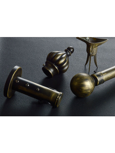  QYRY11 Black Antique Brass Curtain Pole With Peacock Bracket 