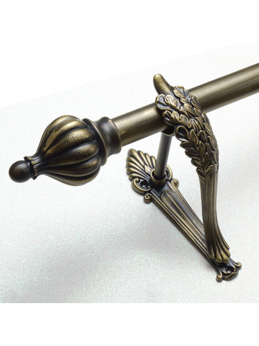 QYR39 28mm diameter Black Brush Gold Peacock Bracket Single/Double Curtain Rod Sets