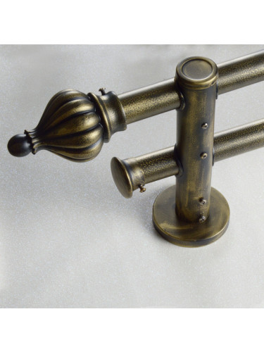 QYR39 28mm diameter Black Brush Gold Peacock Bracket Single/Double Curtain Rod Sets