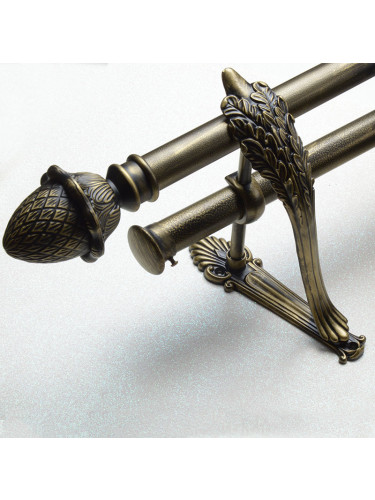  QYRY11 Black Antique Brass Curtain Pole With Peacock Bracket 
