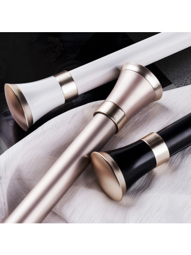 QYR42 28mm Cone Ball Finial Aluminum Alloy Wood Grain Single Double Curtain rod set