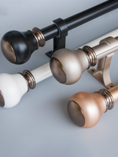 QYR43 On Sales 28mm Ball Finial Aluminum Alloy Single Double Curtain Rod Set