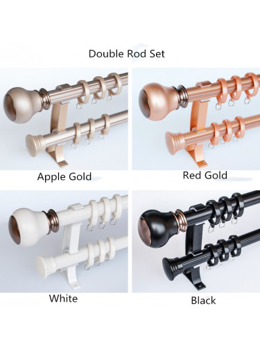 QYR43 On Sales 28mm Ball Finial Aluminum Alloy Single Double Curtain Rod Set