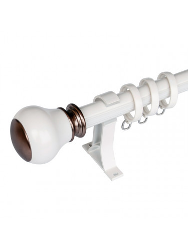 QYR43 On Sales 28mm Ball Finial Aluminum Alloy Single Double Curtain Rod Set(Color:White)