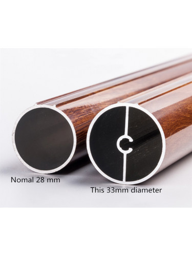 QYR44 33mm Big Aluminum Alloy Wood Grain Single Double Curtain rod set