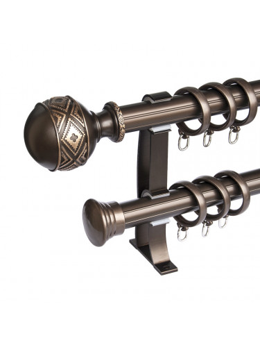 QYR45 28mm Carved Ivory Black Bronze Ball Finial Aluminum Alloy Single Double Curtain rod set